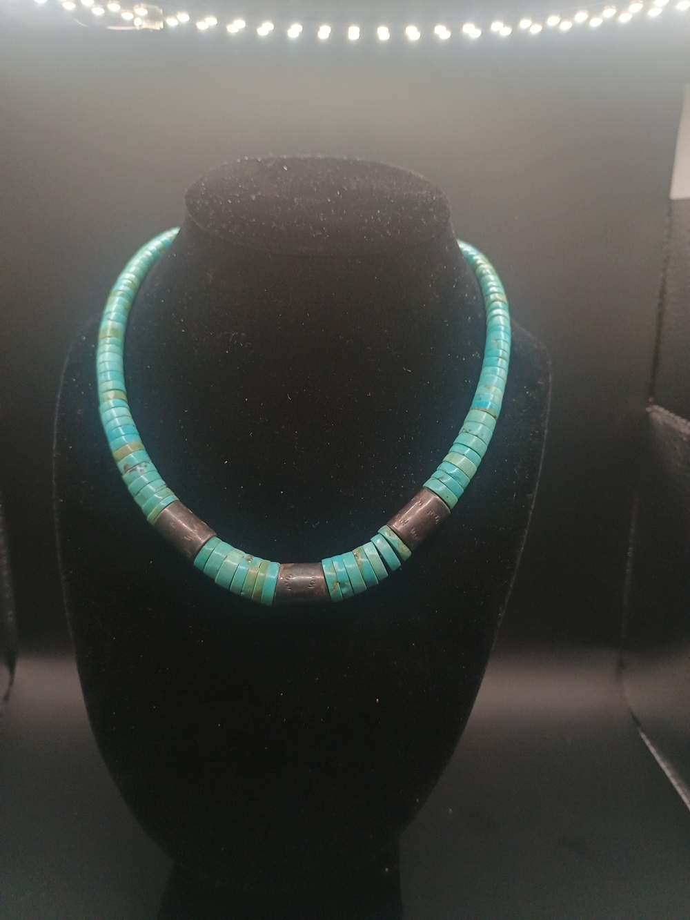 Antique Turquoise Heishi Bead Necklace. Authentic NA Jewelry
